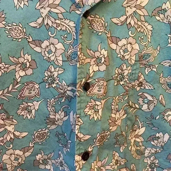 Tasso Elba Men’s Teal Floral Print Short Sleeve Button Front Shirt Size XXL. - Picture 2 of 10
